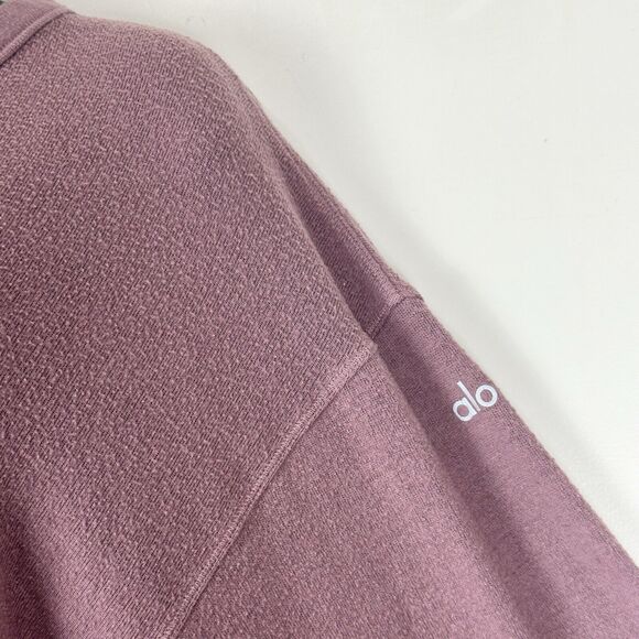 Alo Yoga Women's S/M Alolux Soho Crop Henley Top Sweatshirt Pullover Woodrose - Picture 6 of 9